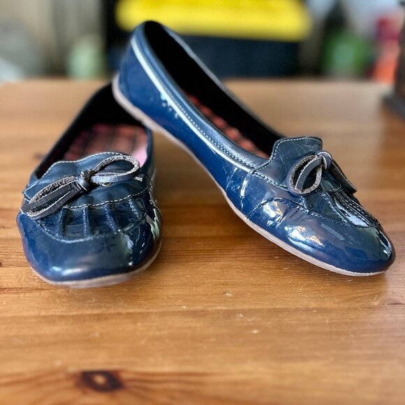 L.L. Bean Coastal Rain Skimmers Duck Ballet Flat Loafer Navy Blue Womens Size 6 - Picture 2 of 11